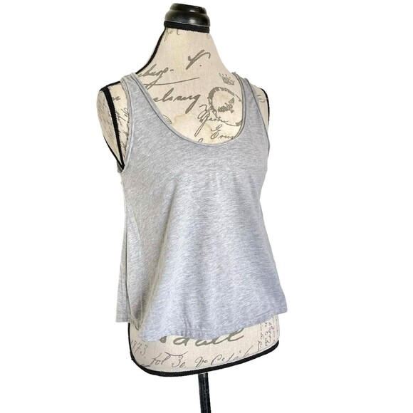 Ropaje Womens Tank Top Sz Medium Heather Gray Rolled Neckline Cropped Minimalist - Picture 5 of 13